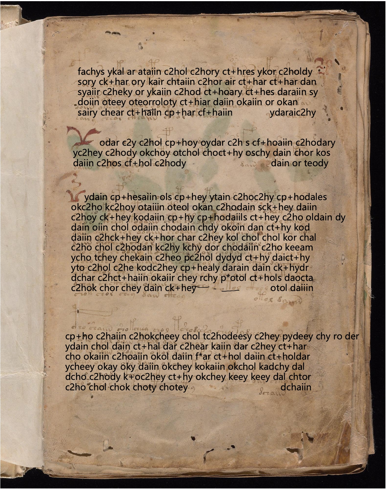 Folio 1r glyph overlay on parchment